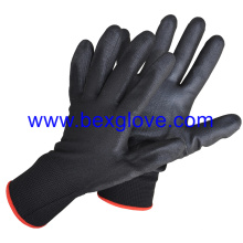 Doublure en polyester 13 Gauge, gant PU, couleur noire